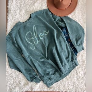 Green/Teal Magnolia The Silos graphic Sweater pullover Crewneck Sweatshirt